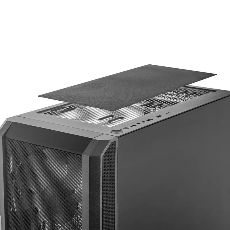 PC korpusas MODECOM AMIRANI ARGB Midi Tower, juodas, grūdintas stiklas, 2x200 mm priekiniai + 1x120 mm galinis ventiliatoriai, USB-A 2x, USB-C 1x, palaiko ATX/ITX, GPU iki 35 cm