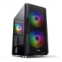 PC korpusas MODECOM AMIRANI ARGB Midi Tower, juodas, grūdintas stiklas, 2x200 mm priekiniai + 1x120 mm galinis ventiliatoriai, USB-A 2x, USB-C 1x, palaiko ATX/ITX, GPU iki 35 cm