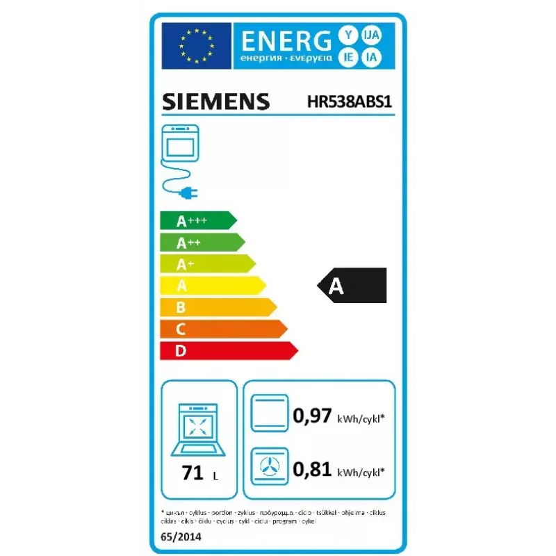 Įmontuojama elektrinė orkaitė Siemens iQ500 HR538ABS1, 71 L, juoda, nerūdijantis plienas, LCD ekranas