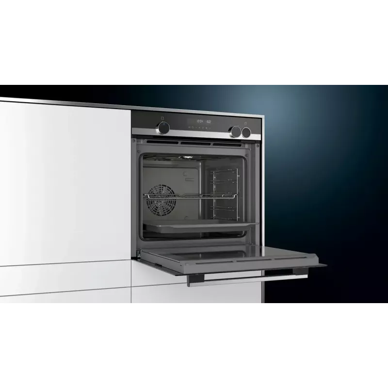 Įmontuojama elektrinė orkaitė Siemens iQ500 HR538ABS1, 71 L, juoda, nerūdijantis plienas, LCD ekranas