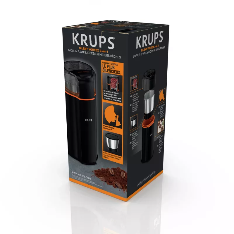 Blade grinder Krups Silent Vortex GX3328 175 W Juoda 90 g capacity