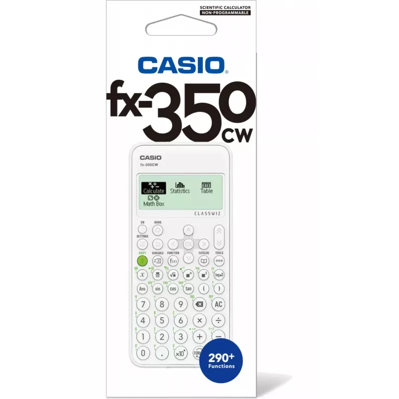 Mokslinis skaičiuotuvas CASIO ClassWiz FX-350EX Pocket — 16 skaitmenų, 2 eilučių ekranas, maitinamas baterijomis, pilkas, kišeninis
