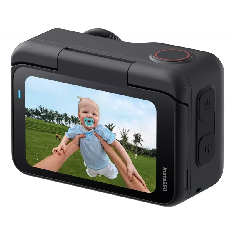 Veiksmo sporto kamera Insta360 GO Ultra Standard Juoda — 4K Ultra HD 3840×2880, 1/1,28 colio jutiklis, 240 fps, Wi‑Fi, integruotas ekranas, MicroSD, 52,9 g