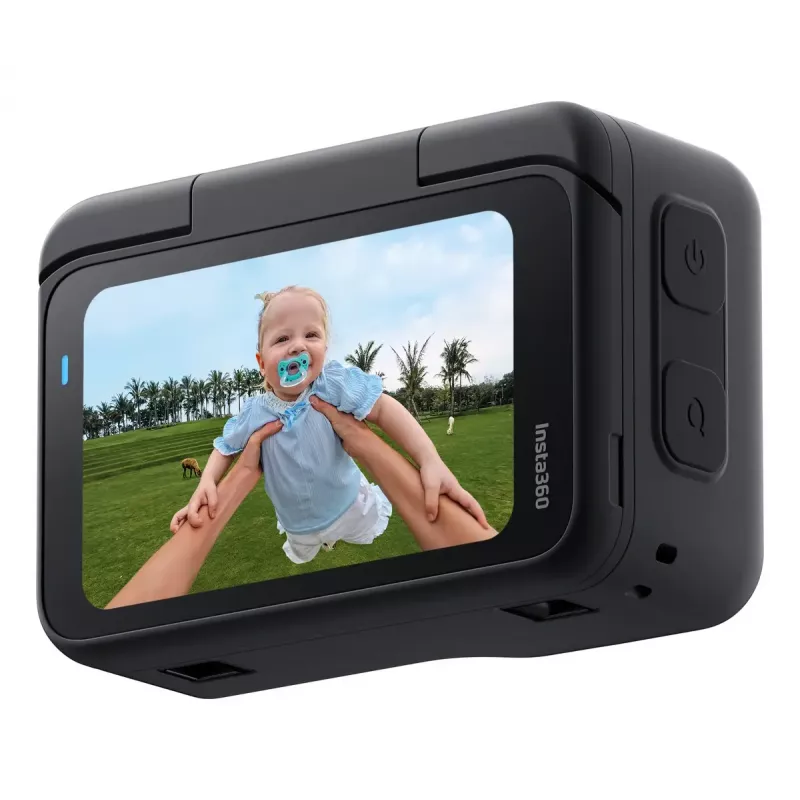Veiksmo sporto kamera Insta360 GO Ultra Standard Juoda — 4K Ultra HD 3840×2880, 1/1,28 colio jutiklis, 240 fps, Wi‑Fi, integruotas ekranas, MicroSD, 52,9 g
