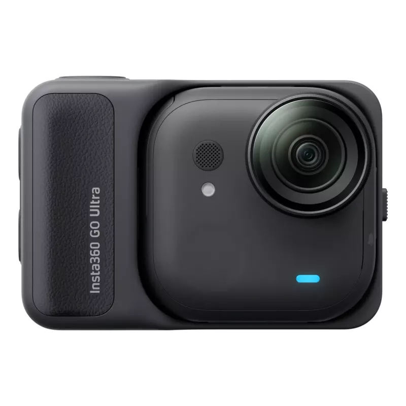 Veiksmo sporto kamera Insta360 GO Ultra Standard Juoda — 4K Ultra HD 3840×2880, 1/1,28 colio jutiklis, 240 fps, Wi‑Fi, integruotas ekranas, MicroSD, 52,9 g