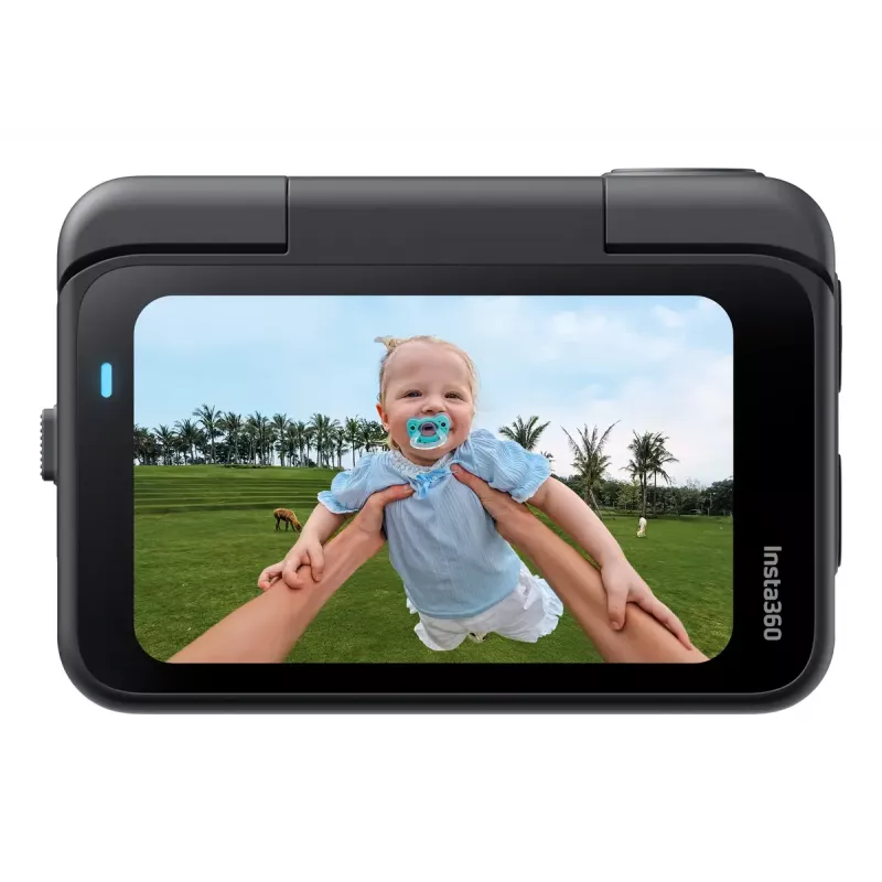 Veiksmo sporto kamera Insta360 GO Ultra Standard Juoda — 4K Ultra HD 3840×2880, 1/1,28 colio jutiklis, 240 fps, Wi‑Fi, integruotas ekranas, MicroSD, 52,9 g