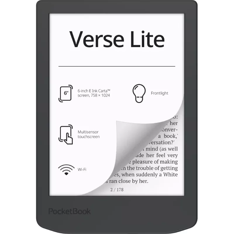 E-book reader PocketBook Verse Lite 6 inch E Ink Carta, 8 GB, Wi‑Fi, Pilka