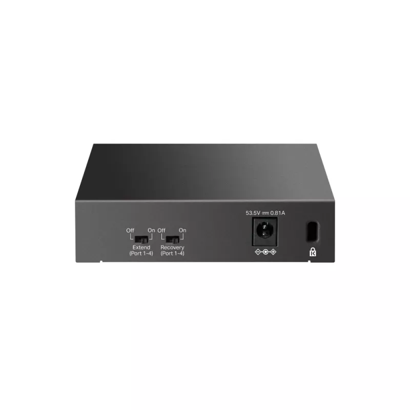 Nevadomas komutatorius TP‑LINK LS105P, 5x Fast Ethernet (10/100) prievadai, 4x PoE prievadai, 1 Gbit/s perjungimo pralaidumas, be ventiliatoriaus, juodas