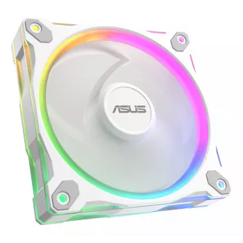 120 mm kompiuterio korpuso ventiliatorius ASUS Prime MR120 ARGB Reverse White — 1600 RPM, 58 CFM, PWM, slydimo guolis