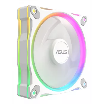 120 mm kompiuterio korpuso ventiliatorius ASUS Prime MR120 ARGB Reverse White — 1600 RPM, 58 CFM, PWM, slydimo guolis