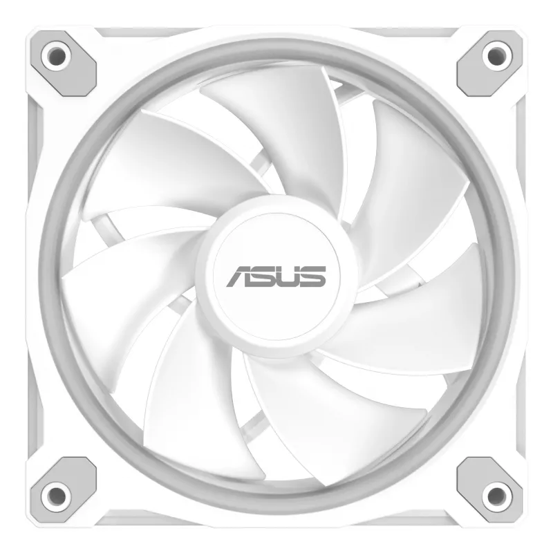 120 mm kompiuterio korpuso ventiliatorius ASUS Prime MR120 ARGB Reverse White — 1600 RPM, 58 CFM, PWM, slydimo guolis