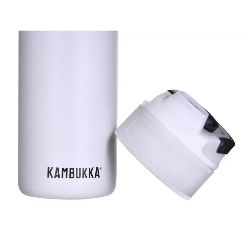 Termoizoliacinis butelis Kambukka Elton 600 ml Chalk White — vakuuminė kolba, 18/8 nerūdijantis plienas, sandarus, Snapclean dangtelis