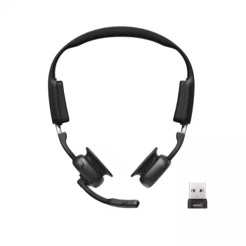 SHOKZ OpenMeet UC belaidžiai Bluetooth kaulinio laidumo ausinės vaizdo konferencijoms su USB-A adapteriu