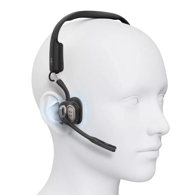 SHOKZ OpenMeet UC belaidžiai Bluetooth kaulinio laidumo ausinės vaizdo konferencijoms su USB-A adapteriu