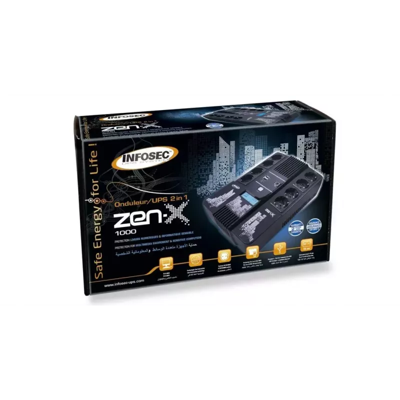 Nepertraukiamo maitinimo šaltinis UPS Infosec Zen-X 1000 1 kVA 600 W 8 kintamosios srovės lizdai