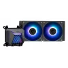 Viskas viename skysčio aušintuvas MSI MAG Coreliquid A15 240 — 240 mm radiatorius, 2×120 mm ventiliatoriai, LGA1700/AM4/AM5, juodas