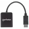 Manhattan DisplayPort 1.2 į 2 prievadų DisplayPort 1.2 skirstytuvas-hub su MST, 4K@30Hz, maitinamas per USB-A, vaizdo sienos funkcija, juodas, MST = kelių srautų perdavimas, 3 metų garantija