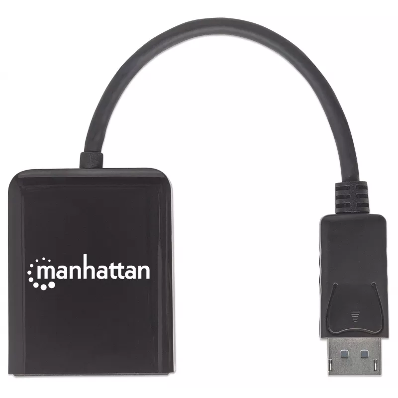 Manhattan DisplayPort 1.2 į 2 prievadų DisplayPort 1.2 skirstytuvas-hub su MST, 4K@30Hz, maitinamas per USB-A, vaizdo sienos funkcija, juodas, MST = kelių srautų perdavimas, 3 metų garantija