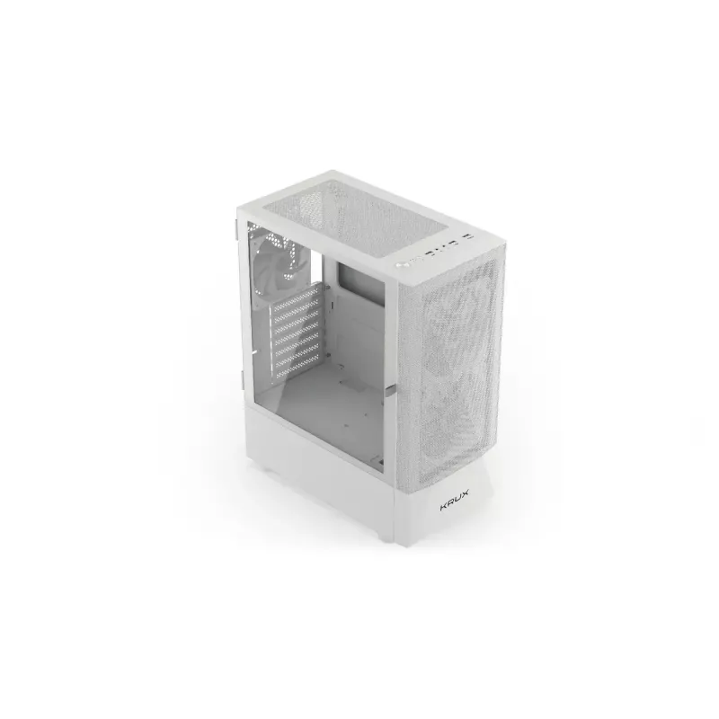 PC korpusas KRUX VAKO KRXD005 ATX juodas — grūdintas stiklas, RGB, palaiko Micro-ITX/ATX, 2×3,5 colio + 2×2,5 colio nišos, GPU iki 31 cm