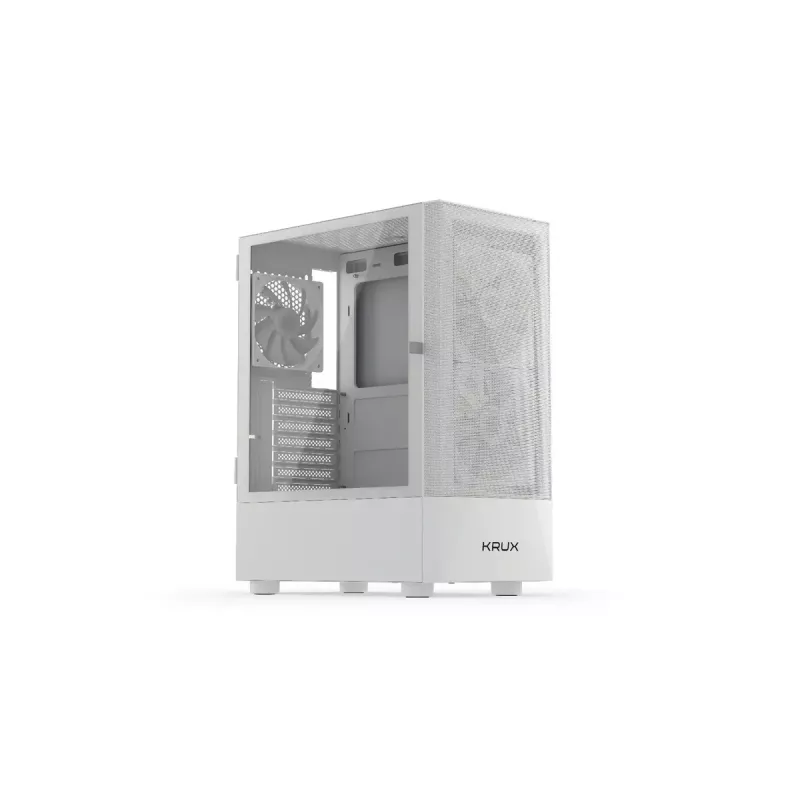 PC korpusas KRUX VAKO KRXD005 ATX juodas — grūdintas stiklas, RGB, palaiko Micro-ITX/ATX, 2×3,5 colio + 2×2,5 colio nišos, GPU iki 31 cm