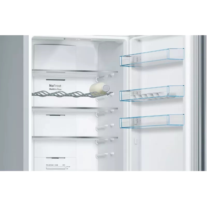 Šaldytuvas-šaldiklis Bosch Serie 4 KGN39VIEB Laisvai pastatomas 368 L, E klasė, Nerūdijantis plienas, NoFrost, Apatinis šaldiklis