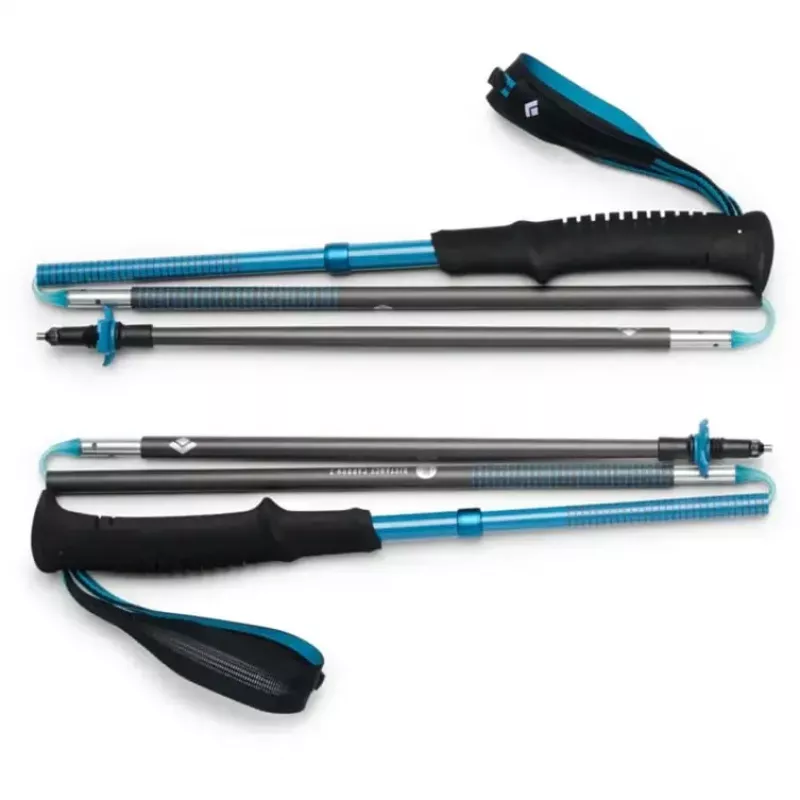 Žygio lazdos Juoda Diamond Distance Carbon Z — anglies pluošto sulankstomos lazdos, 110 cm, 3 segmentų, 264 g