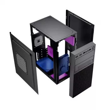 PC korpusas GEMBIRD Fornax K300 Mini Tower — Mini-ITX/Micro ATX, SPCC, 2,17 kg, USB 3.2, 1x2,5 col. lizdas, 4 išplėtimo lizdai