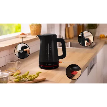 Elektrinis virdulys Bosch MyMoment TWK3M123 — 1,7 l, 2400 W, juodas