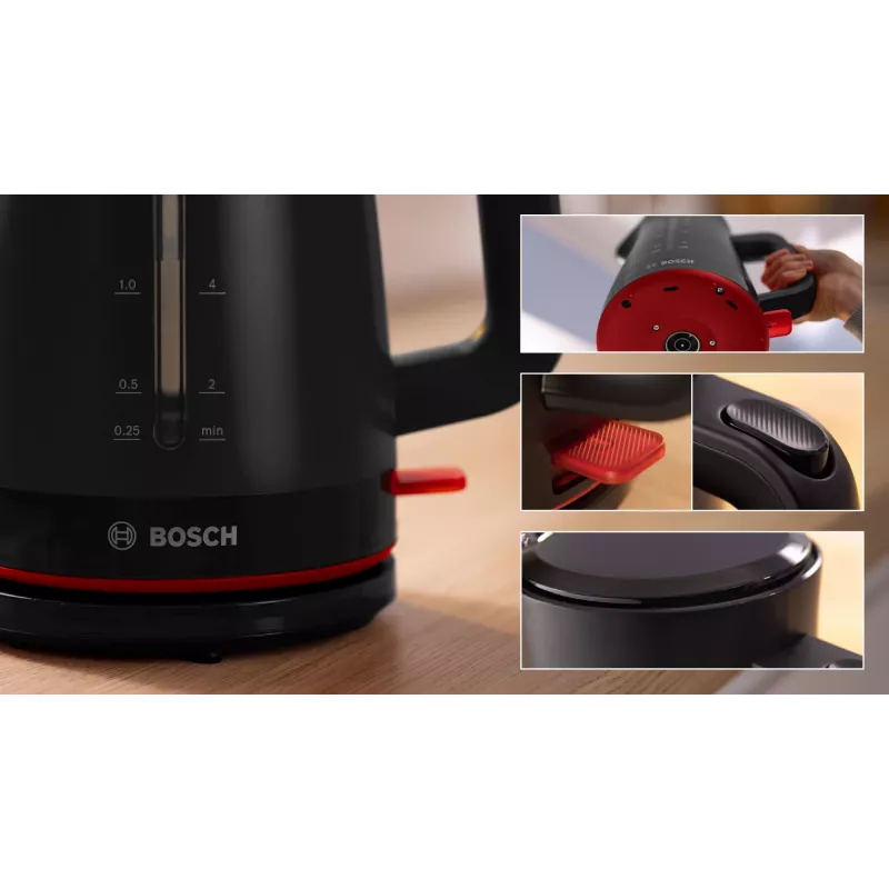 Elektrinis virdulys Bosch MyMoment TWK3M123 — 1,7 l, 2400 W, juodas
