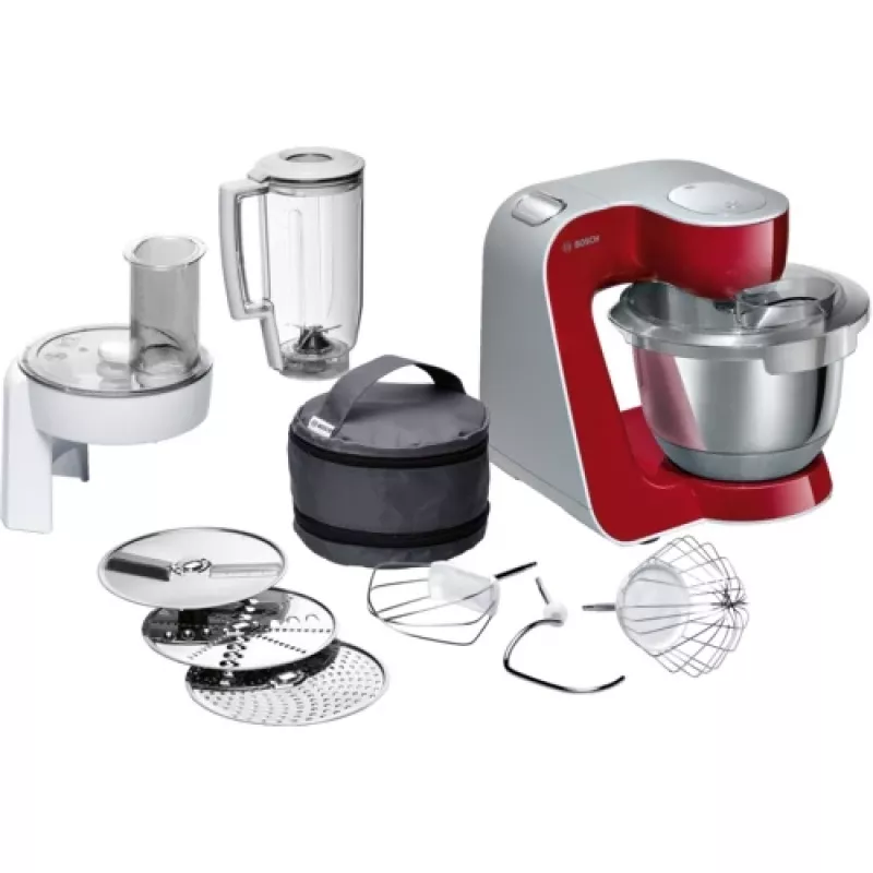 Bosch MUM58720 virtuvinis kombainas 1000 W 3.9 L pilka, raudona, nerūdijantis plienas