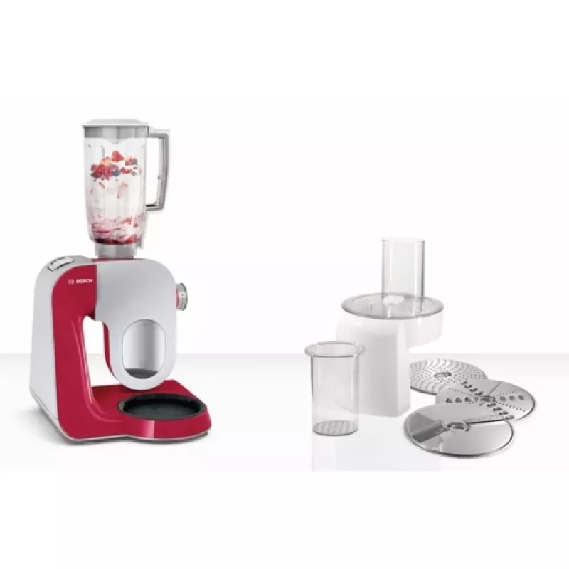 Bosch MUM58720 virtuvinis kombainas 1000 W 3.9 L pilka, raudona, nerūdijantis plienas