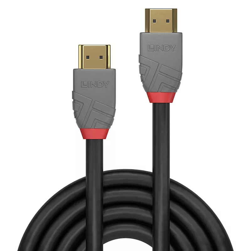 Lindy 10m standartinis HDMI laidas, Anthra Line, 10 m, HDMI A tipo (standartinis), HDMI A tipo (standartinis), 3D, 10,2 Gbit/s, juoda, pilka