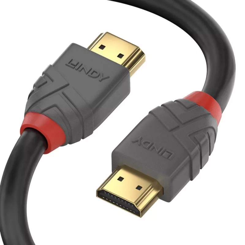 Lindy 10m standartinis HDMI laidas, Anthra Line, 10 m, HDMI A tipo (standartinis), HDMI A tipo (standartinis), 3D, 10,2 Gbit/s, juoda, pilka