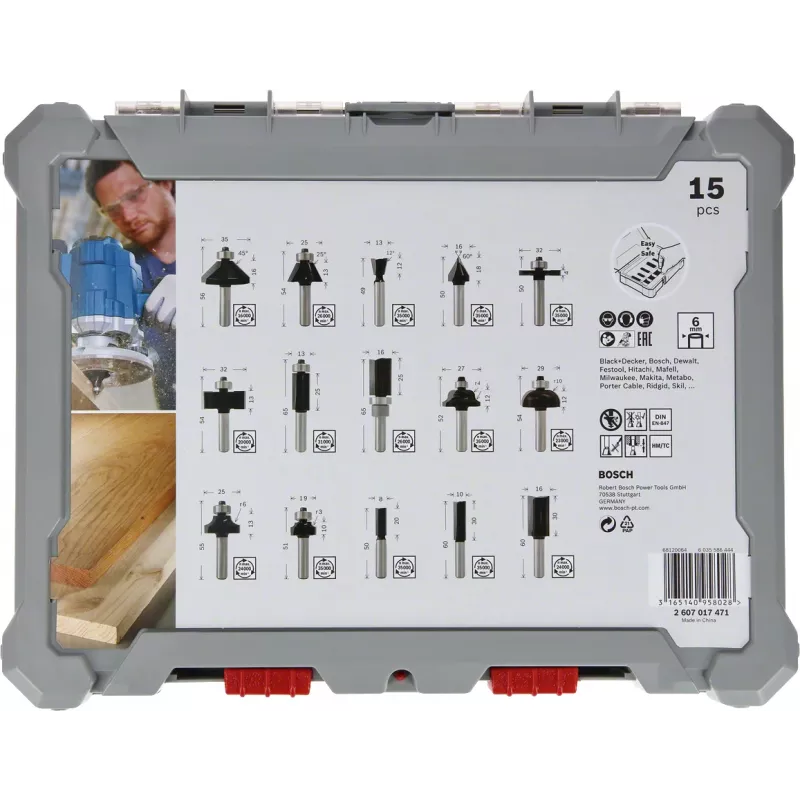 Bosch 2 607 017 471 frezavimo antgalis Antgalių rinkinys 15 vnt.