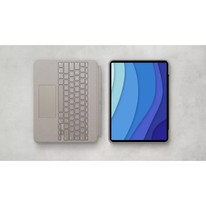 LOGITECH Combo Touch - Smėlio spalvos skirtas iPad Pro 12.9 col. (5-os kartos) - JAV tarptautinė QWERTY