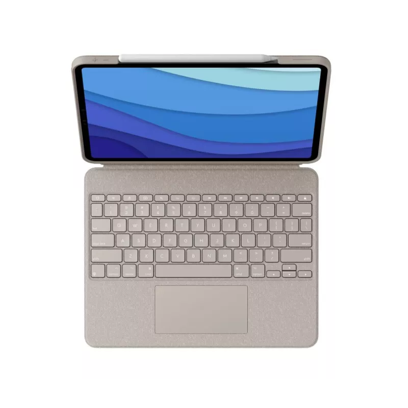 LOGITECH Combo Touch - Smėlio spalvos skirtas iPad Pro 12.9 col. (5-os kartos) - JAV tarptautinė QWERTY