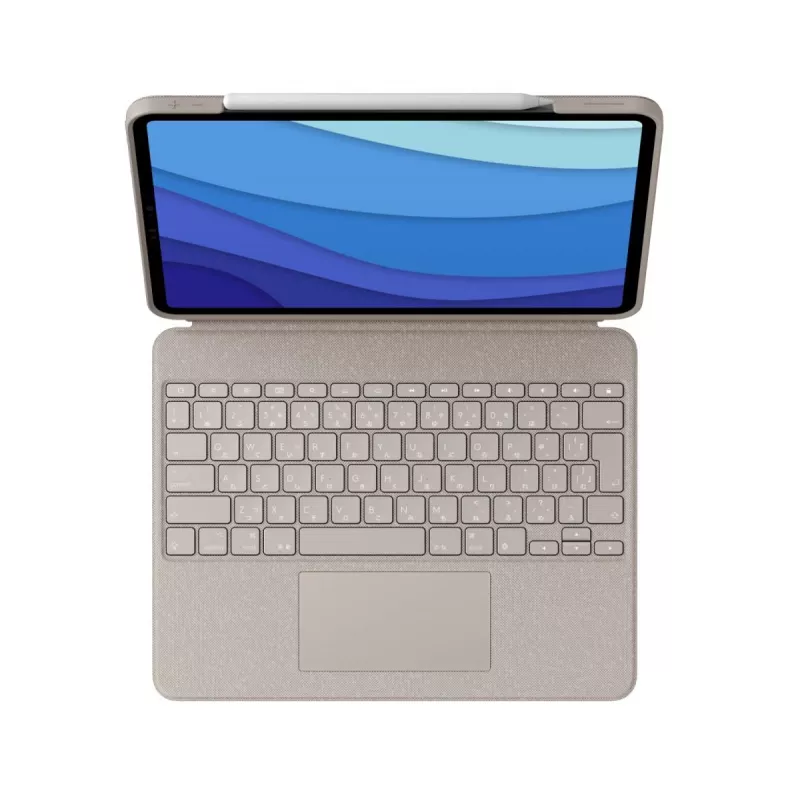 LOGITECH Combo Touch - Smėlio spalvos skirtas iPad Pro 12.9 col. (5-os kartos) - JAV tarptautinė QWERTY