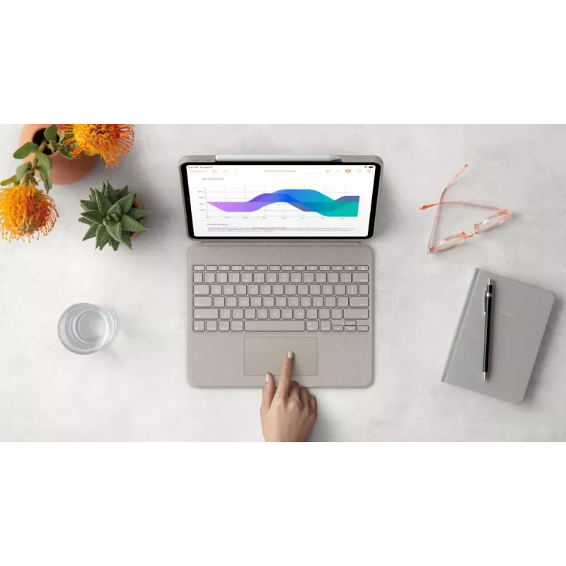 LOGITECH Combo Touch - Smėlio spalvos skirtas iPad Pro 12.9 col. (5-os kartos) - JAV tarptautinė QWERTY