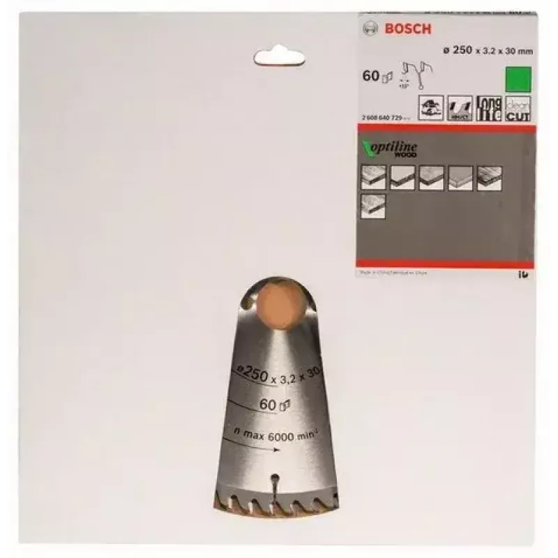 Diskinis pjūklo diskas Bosch 2 608 640 729 25 cm anga 3 cm