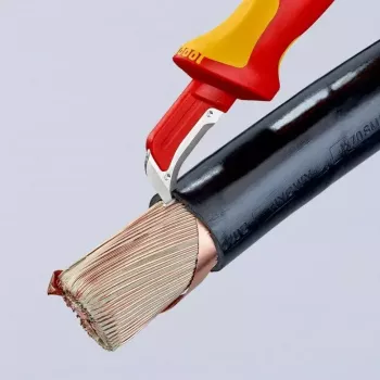 Knipex 98 55 SB raudonai geltonas peilis su fiksuota ašmenimis