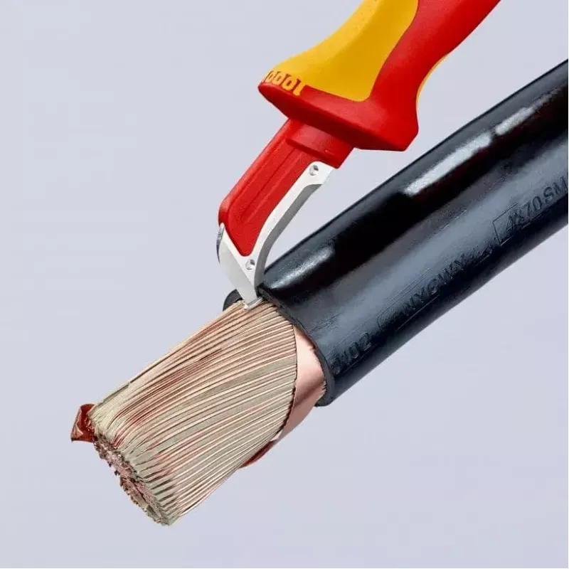 Knipex 98 55 SB raudonai geltonas peilis su fiksuota ašmenimis