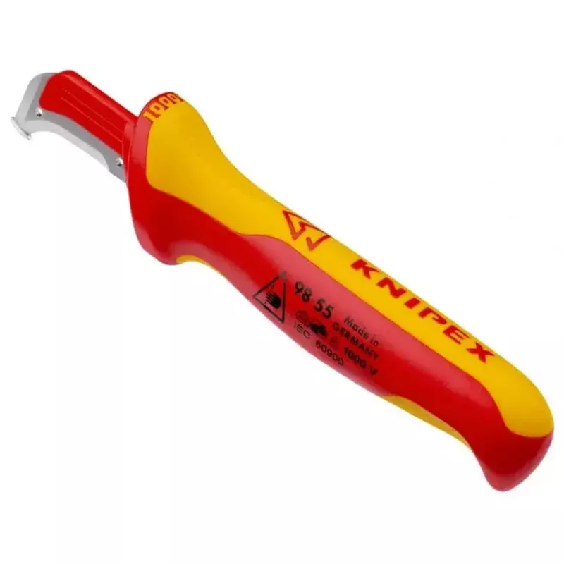 Knipex 98 55 SB raudonai geltonas peilis su fiksuota ašmenimis