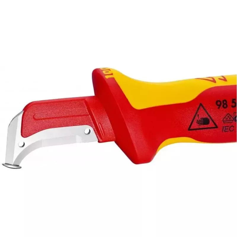 Knipex 98 55 SB raudonai geltonas peilis su fiksuota ašmenimis