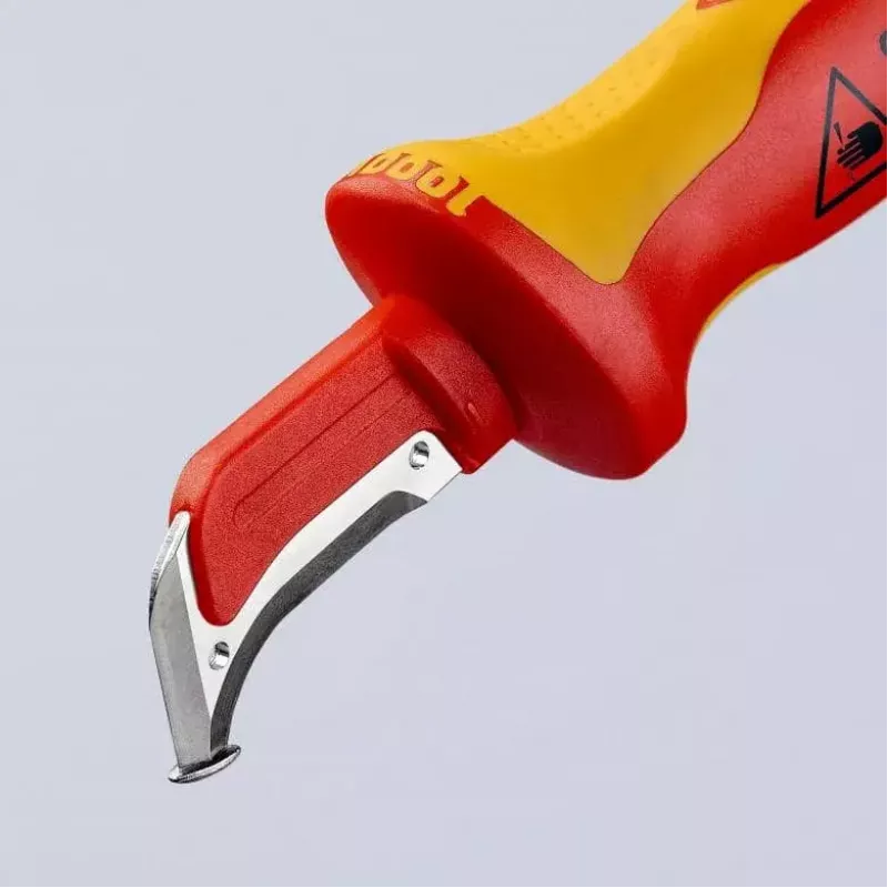 Knipex 98 55 SB raudonai geltonas peilis su fiksuota ašmenimis