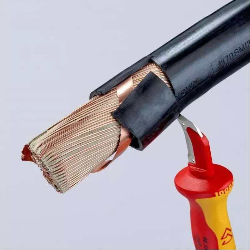 Knipex 98 55 SB raudonai geltonas peilis su fiksuota ašmenimis