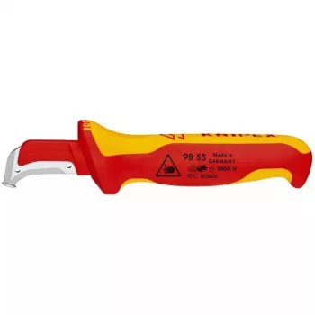 Knipex 98 55 SB raudonai geltonas peilis su fiksuota ašmenimis