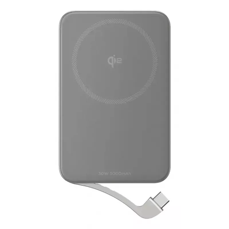 Power bank EcoFlow Rapid 5000 (Lithium-Ion 5000 mAh, PD fast charge, 30 W total, wireless, USB-C, Sidabrinė)
