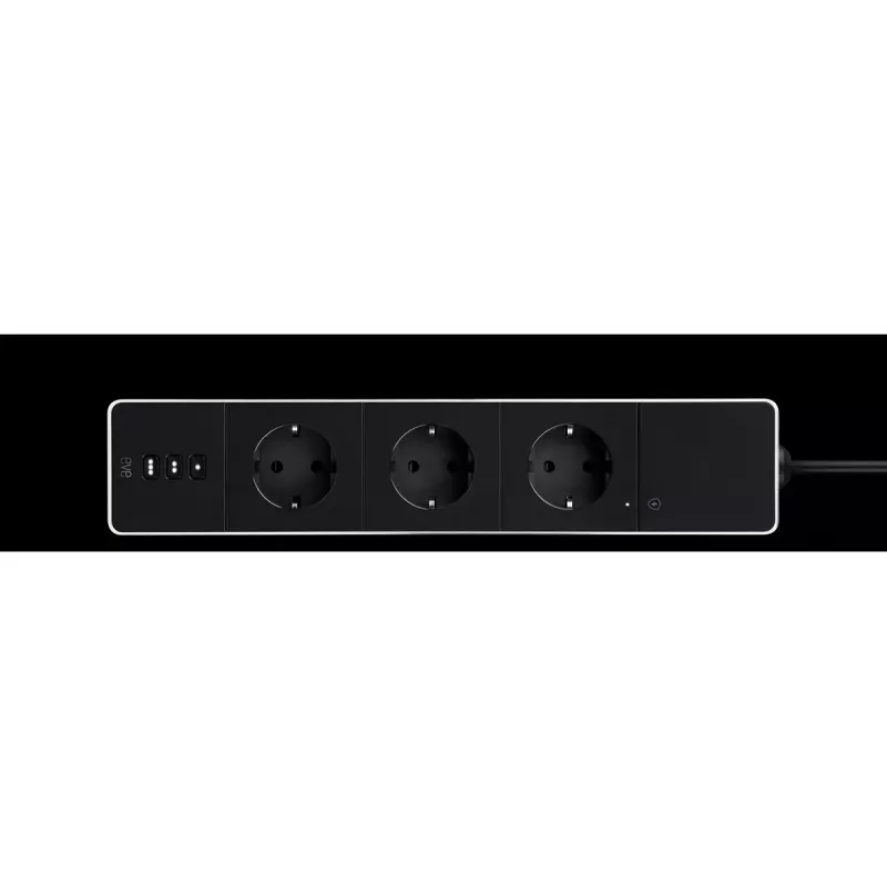 Maitinimo lizdų blokas Eve Energy Strip juoda balta 3 kintamosios srovės lizdai 120–230 V 1,9 m