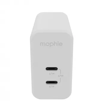 mophie Accessories-Wall Adapter-USB-C-PD-DUAL-67W-GAN-Baltas-EU (2xUSBC)