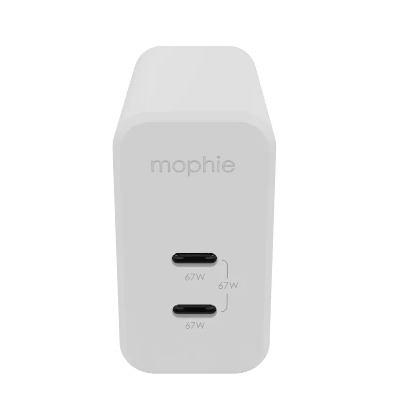 mophie Accessories-Wall Adapter-USB-C-PD-DUAL-67W-GAN-Baltas-EU (2xUSBC)